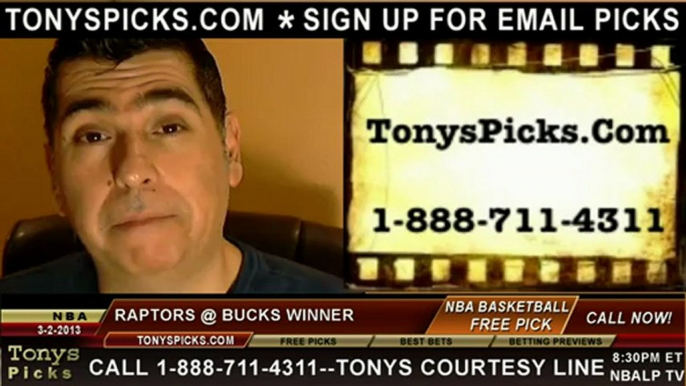 Milwaukee Bucks versus Toronto Raptors Pick Prediction NBA Pro Basketball Betting Odds Preview 3-2-2013