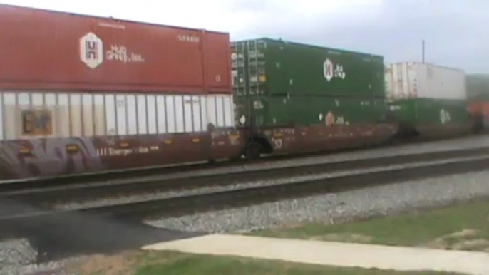 Norfolk Southern autorack and stack train east through Austell Ga.