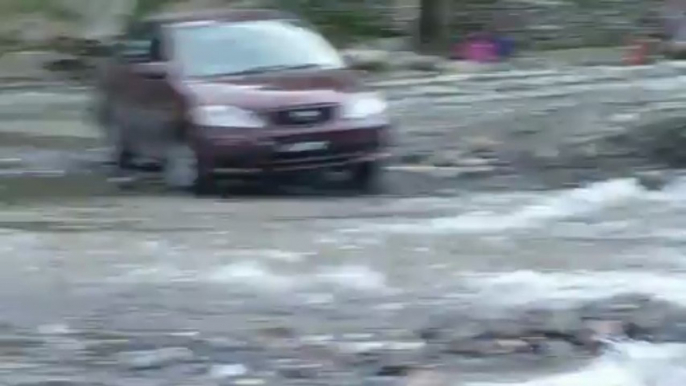 Crossing sharda River on Toyota GLI in June 2012