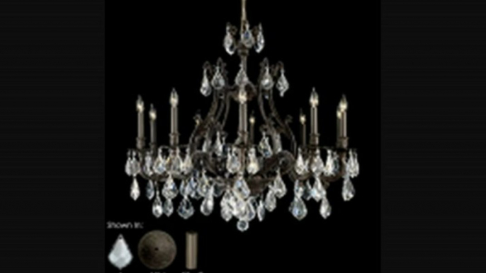 American Brass And Crystal Ch9634o02gtb Chateau 10 Light Single Tier Chandelier In Antique Black Glossy With Clear Precision Teardrop Crystal