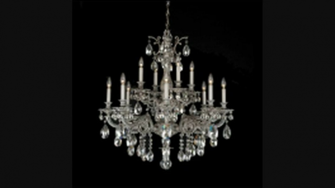 Schonbek 568249a Milano 12 Light Two Tier Chandelier In Black Pearl With Swarovski Spectra Clear Crystal