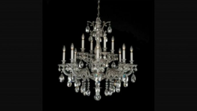 Schonbek 568280a Milano 12 Light Two Tier Chandelier In Roman Silver With Swarovski Spectra Clear Crystal