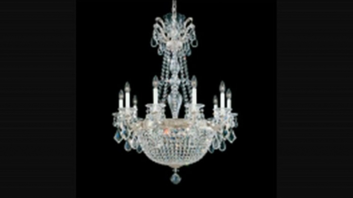 Schonbek 508048a La Scala Empire 15 Light Single Tier Chandelier In Antique Silver With Clear Swarovski Spectra Crystal