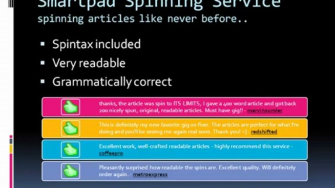 Spinning Article With Smartpad Spinning Services