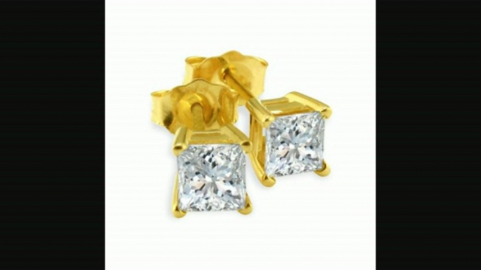 1ct Princess Diamond Stud Earrings In 14k Yellow Gold Review