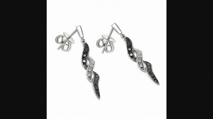 9ct White Gold White & Black Treated Diamond Drop Earrings Review