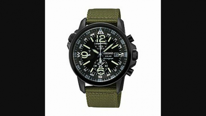 Seiko Solar Men&aposs Black Ionplated Khaki Canvas Strap Watch Review