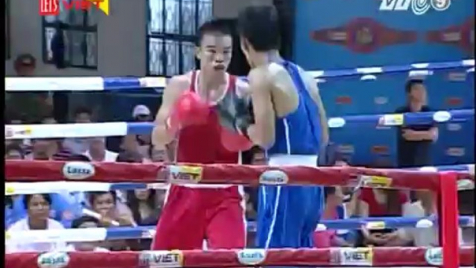 Giải boxing - Trận 3: Võ sĩ Trần Phú Cường (Q. đội) - Phạm Đức Đoàn (Bắc Ninh)