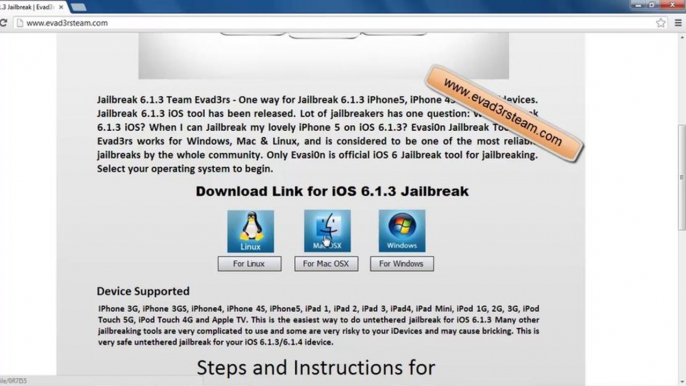 Download Free Evasion Full Untehered iOS 6.1.3 Jailbreak Tool by Evad3rsteam For iPhone 5, iphone 4,  iPhone 3GS, iPad3