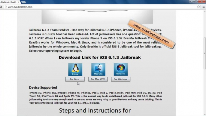 Evasion Full Untehered iOS 6.1.3 Jailbreak Tool by Evad3rsteam For iPhone 5, iphone 4,  iPhone 3GS, iPad3