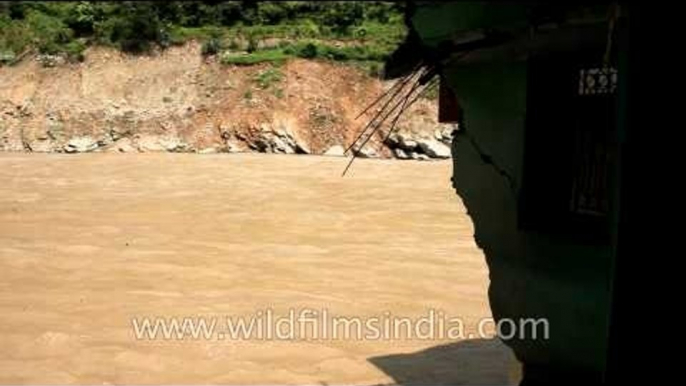 Massive destruction and damage caused by floods in Silli, Uttarakhand