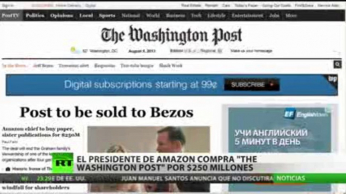 (Vídeo) Jeff Bezos, fundador de Amazon, adquiere 'The Washington Post'