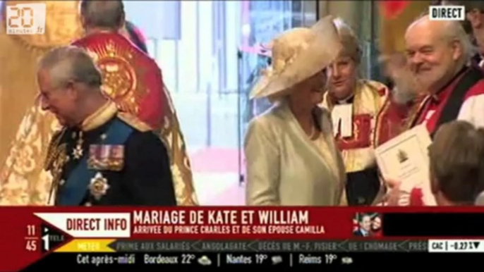 Arrivée de la Reine et du prince Charles à l'église