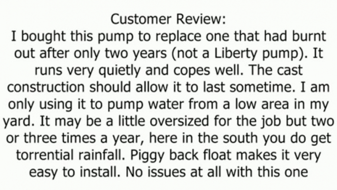 Liberty Pumps LE41A 4/10-Horse Power 2-Inch Discharge LE40-Series Submersible Automatic Sewage Pump Review