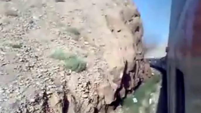 Pakistan Railways-Bolan Mail passing through Bolan pass near Quetta.