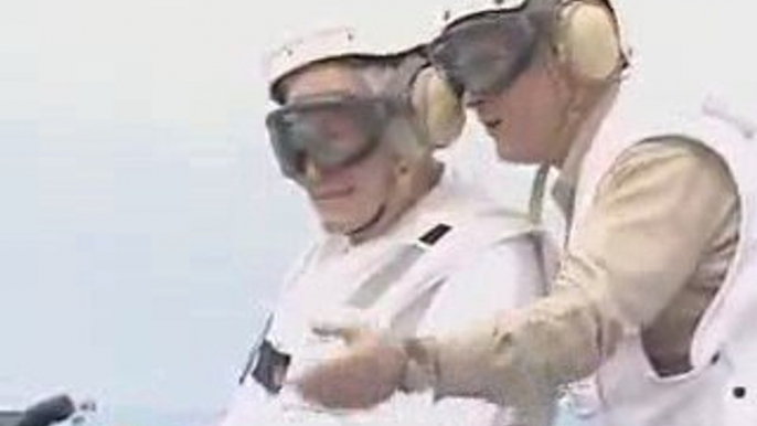 President George H.W. Bush arrives aboard USS George H.W. Bu