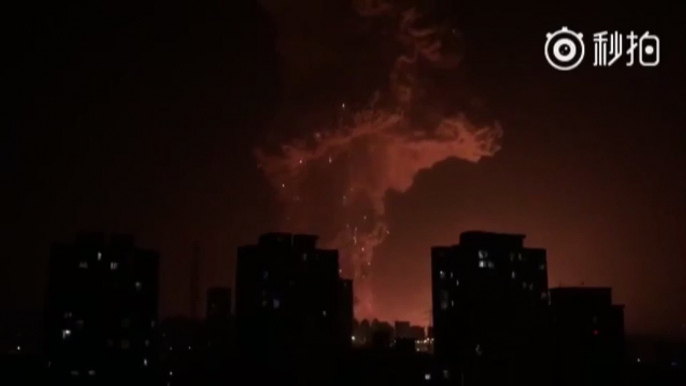 Residents in Tianjin China record massive explosion