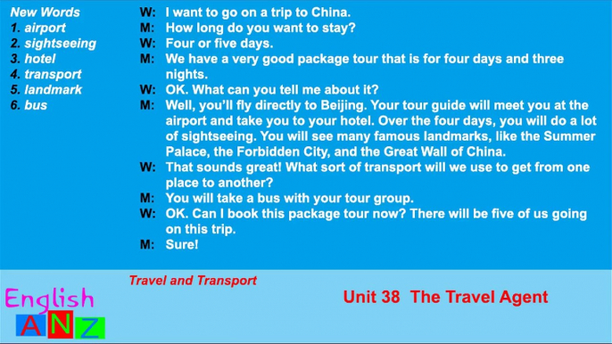 Unit 38: The Travel Agent - Listening Practice Through Dictation 1