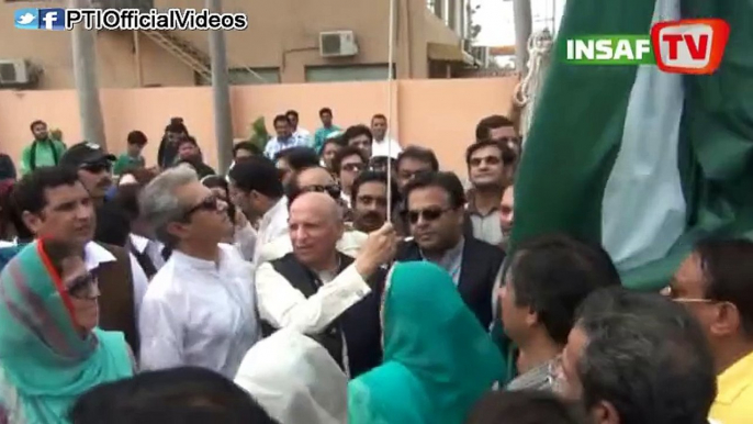 Flag Hoisting Ceremony by PTI Chaudhry Sarwa at PTI Chairman Secretariat, Lahore