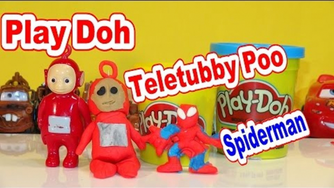 Play Doh Spiderman and Teletubby Poo, from The Teletubbies,  fun with Play Doh