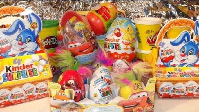 20 Surprise Eggs Kinder Surprise Eggs Pixar Cars Disney Toys Kinder Magic Eggs and Play Doh Surprise