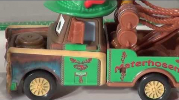 Disney Pixar Cars2 Featuring Materhosen, other Maters,Finn and Holly and real Mater Races