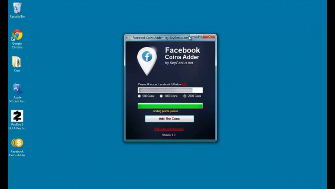 Facebook Coins Adder Generator  by KeyGeniusnet