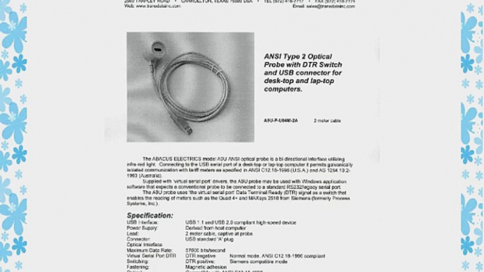 Abacus Electrics A9U-P-U04M-2A USB Watthour Meter Probe