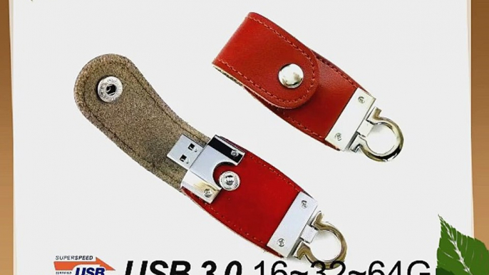 Fortech? Grizzly Red 64gb USB 3.0 Flash Drives USB Memory Stick Genuine Leather Casing USB