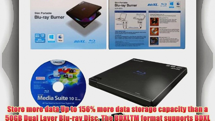 Pioneer 6X Slim Portable USB 3.0 BD/DVD/CD Burner Support BDXL External Blu-Ray Writer in Retail