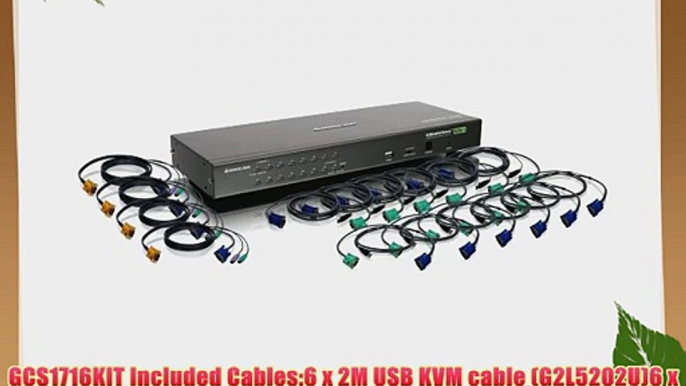 IOGEAR 16-Port USB PS/2 Combo KVM Switch with 12 USB KVM Cables and 4 PS/2 KVM Cables GCS1716KIT