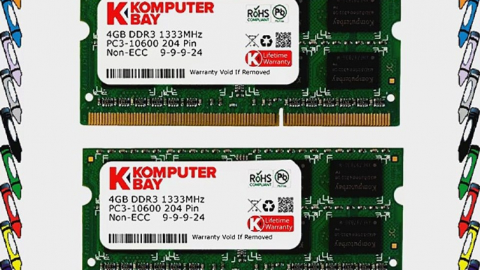 Komputerbay 8GB (2x 4GB) DDR3 SODIMM (204 pin) 1333MHz PC3-10600 8 GB (9-9-9-24) Laptop Memory