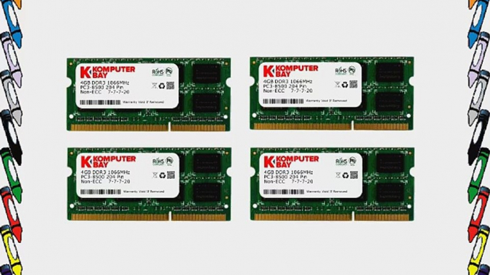 KOMPUTERBAY 16GB (4x 4GB) DDR3 1066 MHz PC3 8500 SODIMM CL7 204pin 1.5v