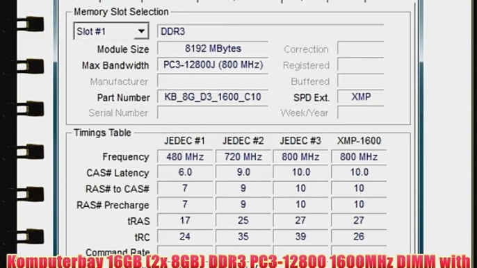 Komputerbay 16GB (2x 8GB) DDR3 PC3-12800 1600MHz DIMM with Crown Series Heatspreaders 240-Pin