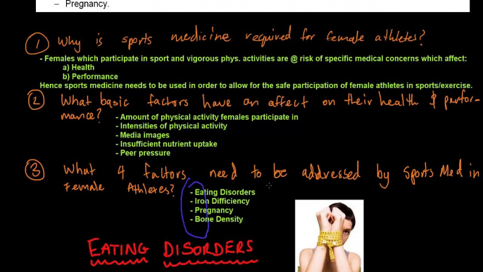 PDHPE CQ2: Female Athletes: Eating Disorders & Iron Deficiency - Sports Med - Demands of Athletes