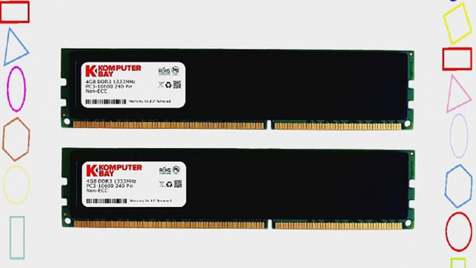 Komputerbay 8GB (2 X 4GB) DDR3 DIMM (240 pin) 1333Mhz PC3 10600 / PC3 10666 (9-9-9-25) 8 GB