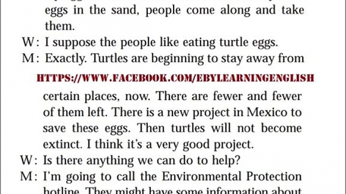 Listening Practice Through Dictation 2 - Unit 3 Save the Turtles (Repeat 10 times)