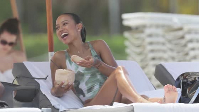 Karrueche Tran Cools Off In Miami After Chris Brown Instagram Argument