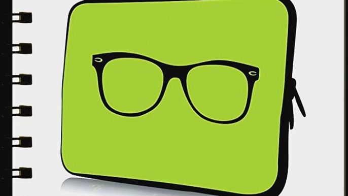 13 inch Rikki KnightTM Hipster Glasses on Lime Green Design Laptop Sleeve