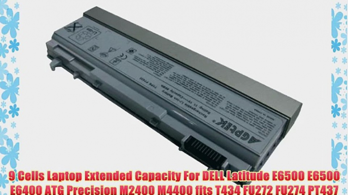 9 Cells Laptop Extended Capacity For DELL Latitude E6500 E6500 E6400 ATG Precision M2400 M4400