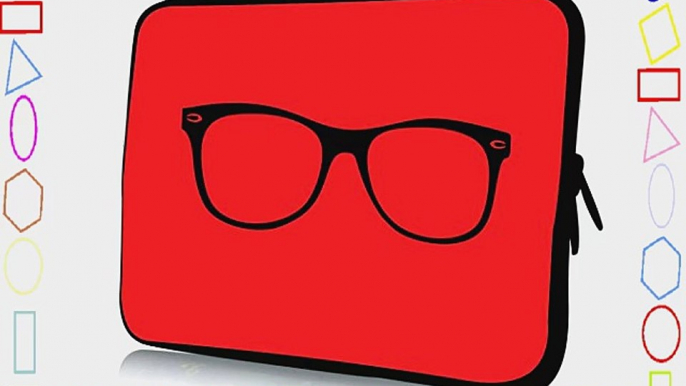 13 inch Rikki KnightTM Hipster Glasses on Red Design Laptop Sleeve