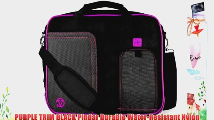 PURPLE TRIM BLACK Pindar Durable Water-Resistant Nylon Protective Carrying Case Messenger Shoulder