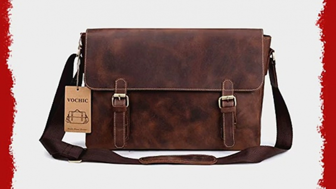 Retro Genuine Leather Briefcase Business Laptop Messenger Crossbody Shoulder Bag