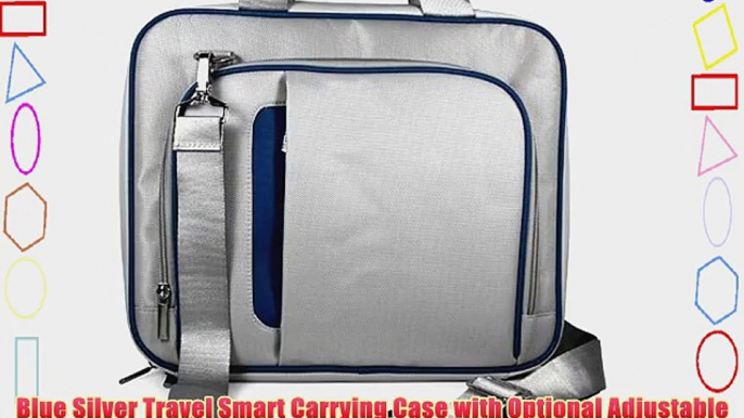 Blue Silver Travel Smart Carrying Case with Optional Adjustable Shoulder Strap // Airport Check-Point-Friendly