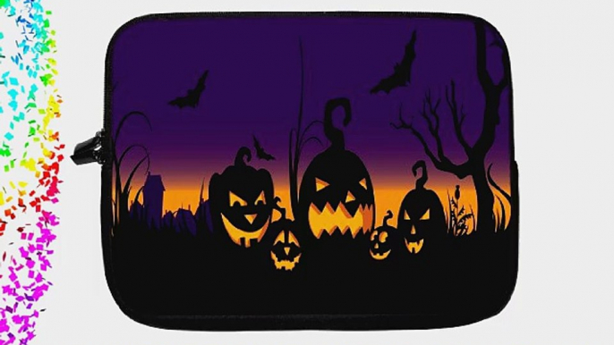 13 inch Rikki KnightTM Halloween Lighted Pumpkins on Purple Design Laptop Sleeve