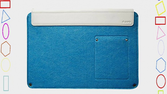 D-park Wool and Leather 12.7 x 8 inch Laptop Sleeve Light Blue and White