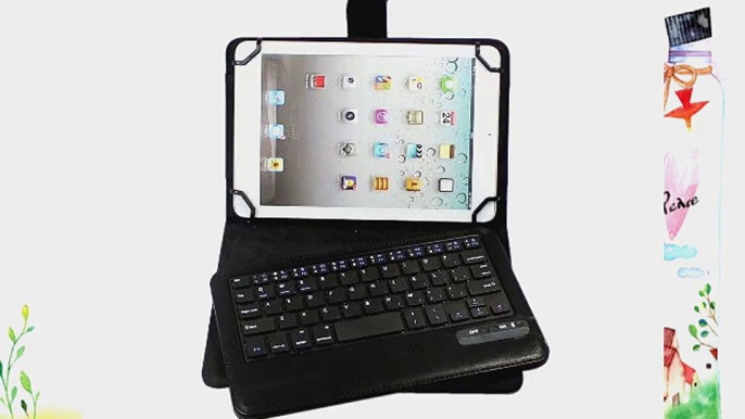 FOME QWERTY Universal PU Leather Portfolio Case with Detachable Bluetooth Keyboard Stand for