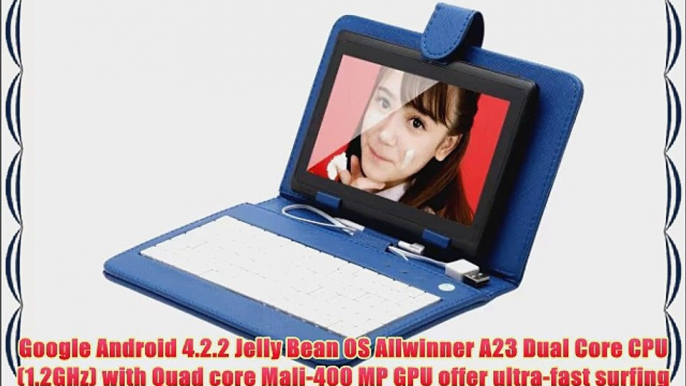 IRULU 7 inch Android Tablet PC With Keyboard Case4.2 Jelly Bean OS Dual Core Allwinner A23