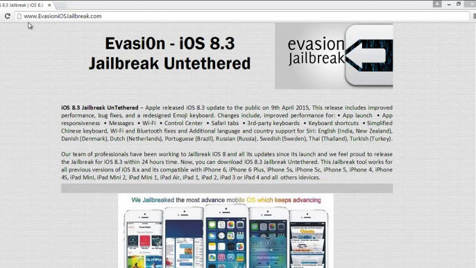 Iphone 5s/ 5c/5 ios 8.3 jailbreak Untethered évasion fiscale pour iPhone 6 & 6 plus