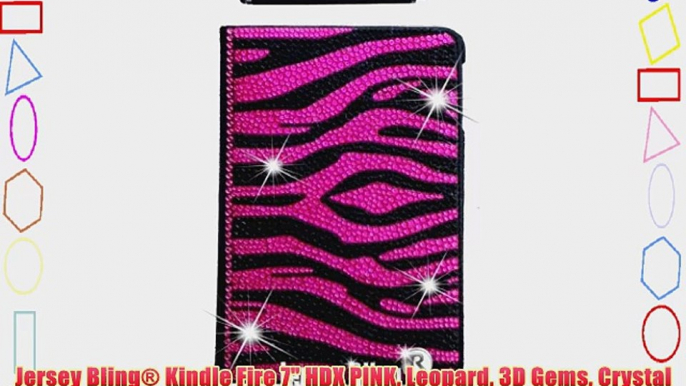 Jersey Bling? Kindle Fire 7 HDX PINK Leopard 3D Gems Crystal Rhinestone Rotating Faux Leather